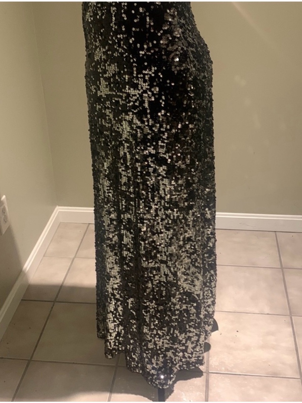 Xtraordinary Black Silver Sequin Strapless Formal Gown/ Prom Gown Dress M - Picture 3 of 8